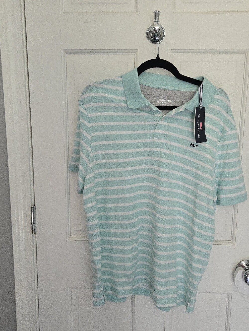 NWT Vineyard Vines Men’s Mint Green & White Striped Edgartown Polo
